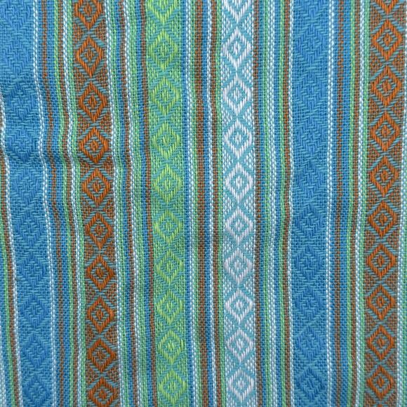 Handmade Dress Medium Green Blue Boho Hippie Striped Tunic Festival Sleeveless - Picture 6 of 8